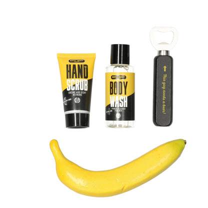 Stoere Bad & Body toolkit -geurige douchegel en verzorgingsproducten in mooie cadeaudoos - origineel cadeau voor mannen.