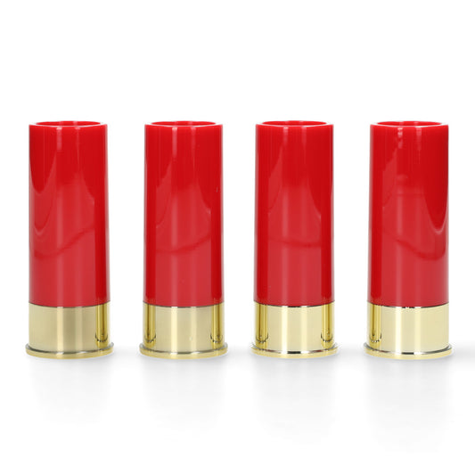 Stoere Buckshot shotglaasjes - set van vier patronen - perfect voor snelle shots, mancavedecor en spelletjesavond.