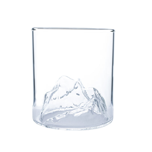 Stoer whiskeyglas met berg in het glas — uniek cadeau voor mannen.