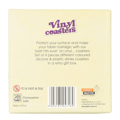 Vinyl coaster set 4 stuks LP vorm - hitte en vochtbestendig - decoratieve tafelonderzetters.