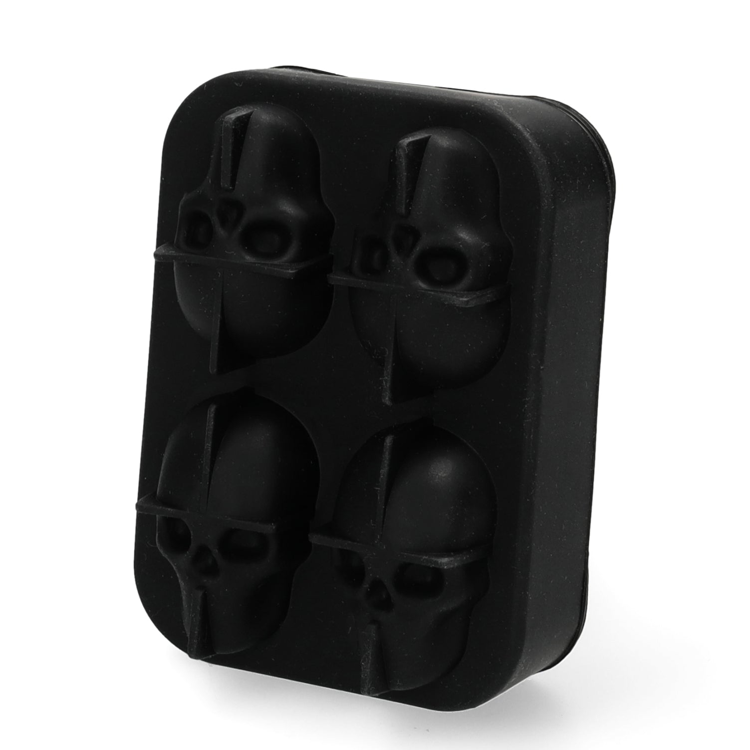 Zwarte doodshoofd ijsblokjesvorm - 4 vaks skull ijsblokjes en chocolade maken voor Halloween feestjes en cocktails.