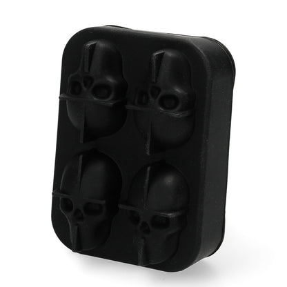Zwarte doodshoofd ijsblokjesvorm - 4 vaks skull ijsblokjes en chocolade maken voor Halloween feestjes en cocktails.