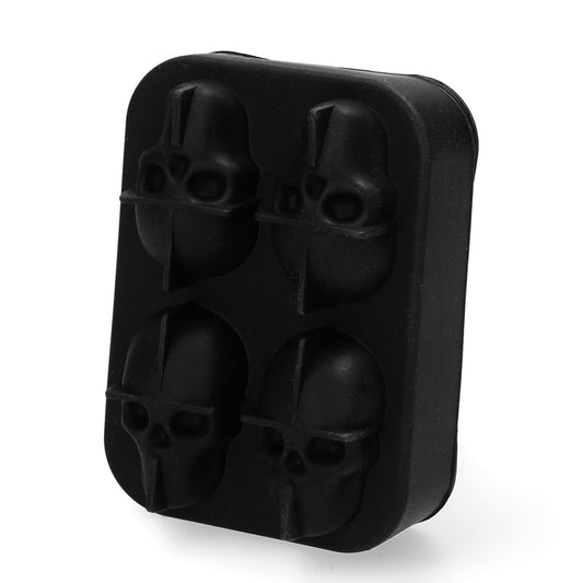 Zwarte doodshoofd ijsblokjesvorm - 4 vaks skull ijsblokjes en chocolade maken voor Halloween feestjes en cocktails.